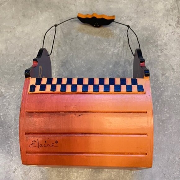 🎃🪵 Halloween-Themed Wooden Pumpkin Basket | “Boo Bucket” by Elaine  🍁🕸️ - Picture 5 of 12